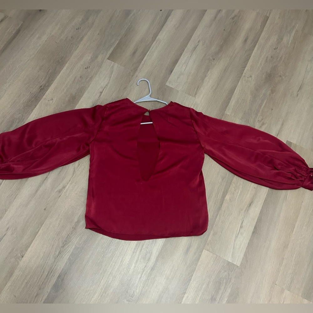 silk open back long sleeve top